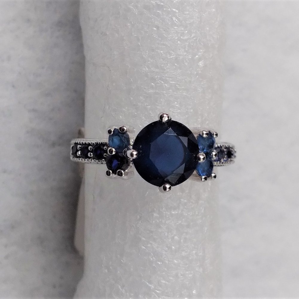 Brand New Beautiful White Gold Filled 3.0 cttw Blue Genuine CZ Ring - Size 7